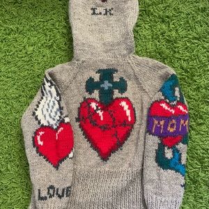 Laura Kapp handmade tattoo skull zip up hooded sweater